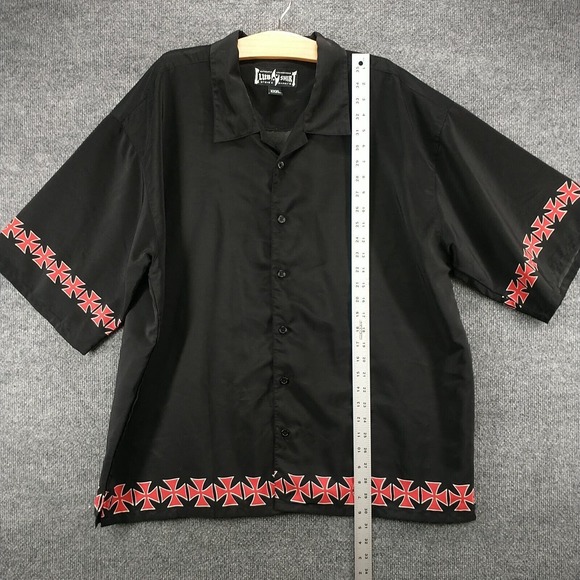Steve & Barry's Club Shirt Men's Button-Up Shirt Black XXXL 3XL Gothic Cross - Picture 10 of 12